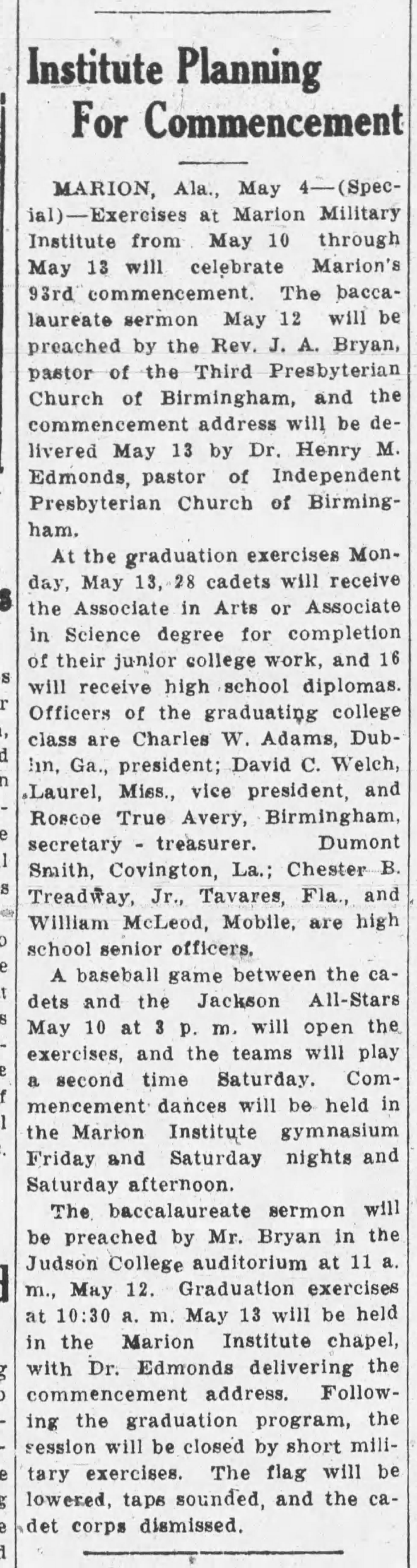 Institute Planning for Commencement